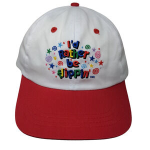 Unbranded Men's Snapback Hat White OSFA I'd Rather Be Flippin' Embroidered Logo